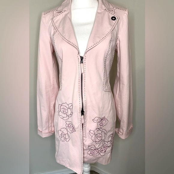 Biba Pink Floral Jacket Embroidered half zip Pink Women EUR 36 or US Small - Picture 1 of 10